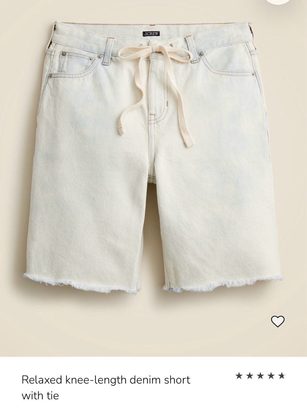 J. Crew Women’s Relaxed Knee-Length Denim Shorts in Bleach Wash